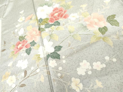 平和屋着物●訪問着　友禅　枝花文　暈し染め　正絹　逸品　未使用　AABH3629cs