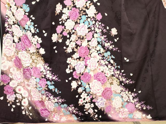 平和屋着物●豪華振袖　刺繍　ラインストーン　枝花文　暈し染め　金糸　金彩　正絹　逸品　AABH3632cs