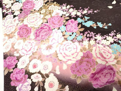 平和屋着物●豪華振袖　刺繍　ラインストーン　枝花文　暈し染め　金糸　金彩　正絹　逸品　AABH3632cs