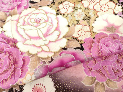 平和屋着物●豪華振袖　刺繍　ラインストーン　枝花文　暈し染め　金糸　金彩　正絹　逸品　AABH3632cs