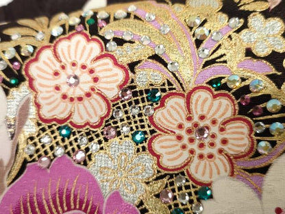 平和屋着物●豪華振袖　刺繍　ラインストーン　枝花文　暈し染め　金糸　金彩　正絹　逸品　AABH3632cs