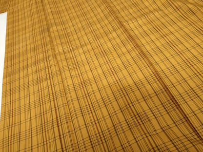 平和屋着物●本場縞大島紬　格子　正絹　逸品　AABH3634cs