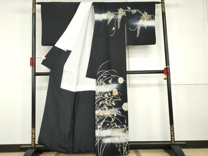 平和屋着物●訪問着　友禅　駒刺繍　花丸文　藤花房　暈し染め　金彩　正絹　逸品　AABH3637cs