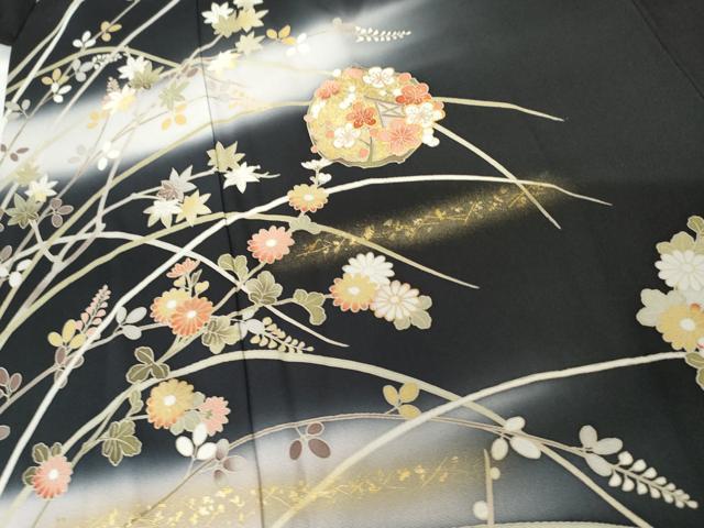 平和屋着物●訪問着　友禅　駒刺繍　花丸文　藤花房　暈し染め　金彩　正絹　逸品　AABH3637cs