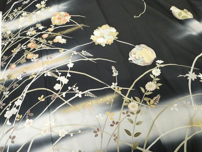 平和屋着物●訪問着　友禅　駒刺繍　花丸文　藤花房　暈し染め　金彩　正絹　逸品　AABH3637cs