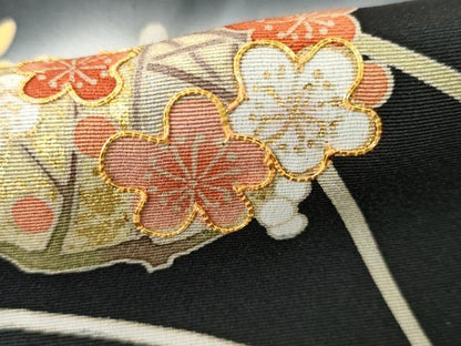 平和屋着物●訪問着　友禅　駒刺繍　花丸文　藤花房　暈し染め　金彩　正絹　逸品　AABH3637cs