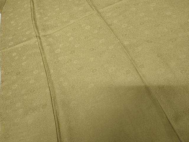 平和屋着物●上質な色無地　花尽くし地紋　枯色　正絹　逸品　未使用　AABH3642cs