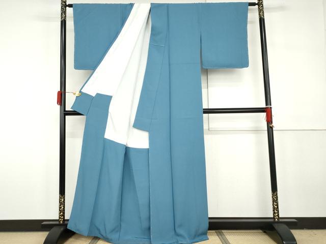 平和屋着物●上質な色無地　露草色　正絹　逸品　未使用　AABH3644cs