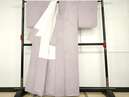 平和屋着物●上質な色無地　花丸地紋　淡藤色　正絹　逸品　AABH3646cs