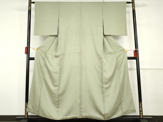 平和屋着物●国際的オートクチュール　デザイナー　君島一郎　KIMIJIMA　色無地　よろけ縞地紋　薄青色　正絹　逸品　AABH3647cs 平和屋着物○国際的オートクチュール デザイナー 君島一郎 KIMIJIMA 色