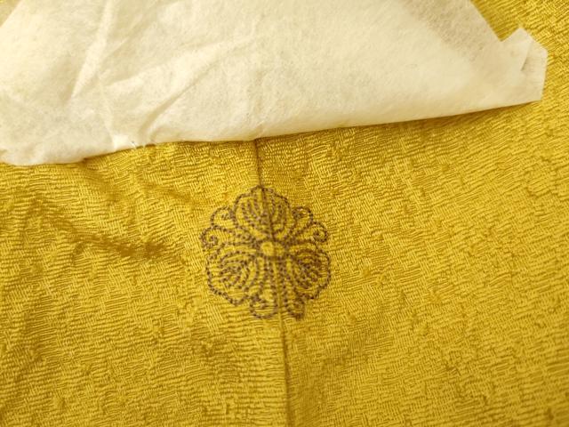 平和屋着物●上質な色無地　紋意匠　藤黄色　正絹　逸品　未使用　AABH3648cs