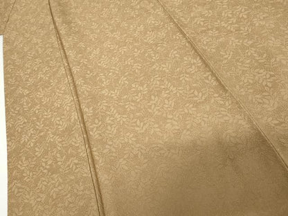 平和屋着物●上質な色無地　枝葉地紋　赤白橡色　正絹　逸品　AABH3649cs