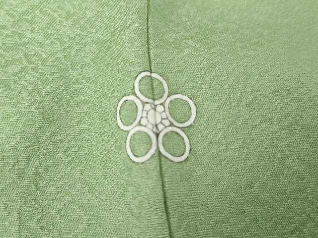 平和屋着物●上質な色無地　舞花地紋　若緑色　正絹　逸品　AABH3651cs