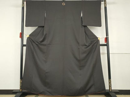 平和屋着物●上質な色無地　 檳榔子染　正絹　逸品　AABH3656cs