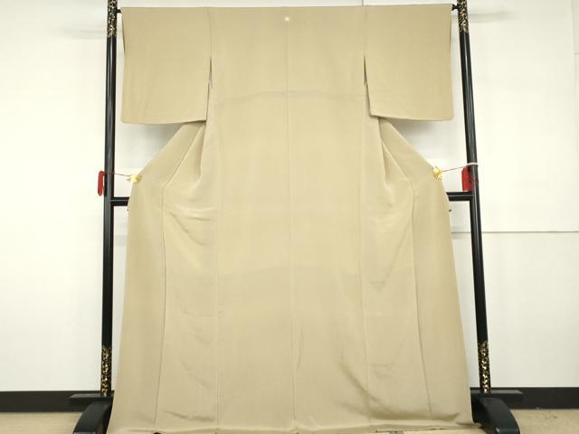 平和屋着物●上質な色無地　肌色　鬼しぼ縮緬　ロング丈　正絹　逸品　AABH3660cs