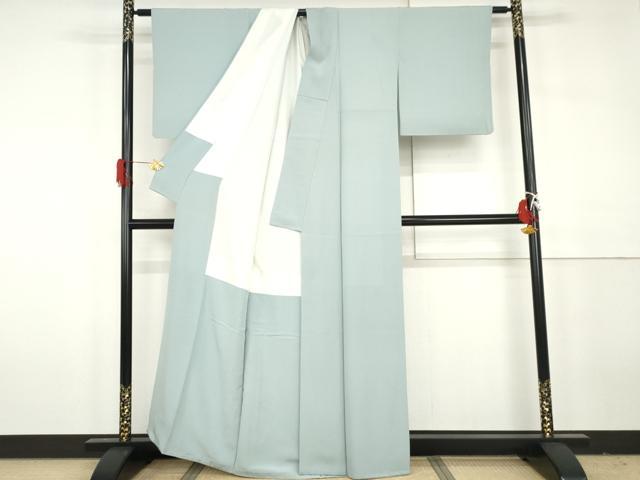 平和屋着物●上質な色無地　水色　正絹　逸品　AABH3662cs