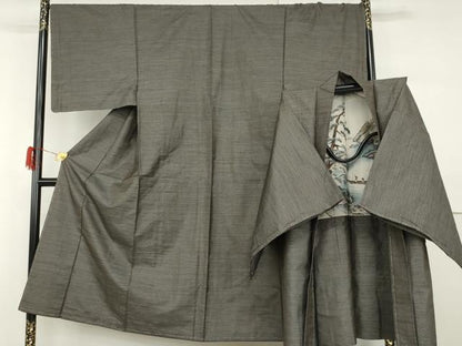 平和屋着物●男性　本場大島紬　アンサンブル　格子　正絹　逸品　未使用　AABH3665cs