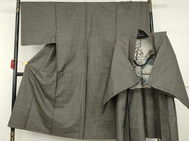 平和屋着物●男性　本場大島紬　アンサンブル　格子　正絹　逸品　未使用　AABH3665cs