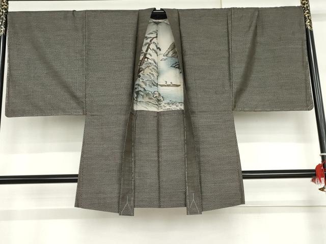 平和屋着物●男性　本場大島紬　アンサンブル　格子　正絹　逸品　未使用　AABH3665cs