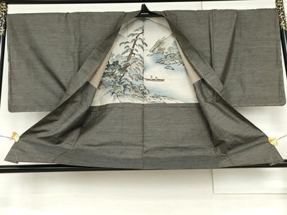 平和屋着物●男性　本場大島紬　アンサンブル　格子　正絹　逸品　未使用　AABH3665cs