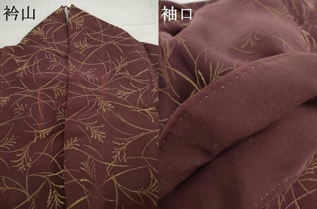 平和屋着物●訪問着　寿光織　すすき　暈し染め　金糸　金通し地　正絹　逸品　AABH3668cs