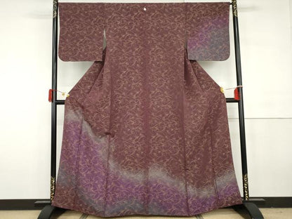 平和屋着物●訪問着　寿光織　すすき　暈し染め　金糸　金通し地　正絹　逸品　AABH3668cs