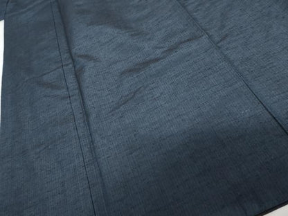 平和屋着物▼男性 紬 色無地 紺青色 正絹 逸品 AABH3675cs