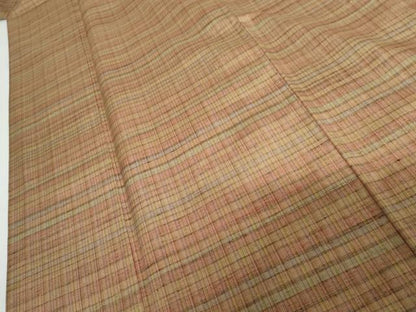 平和屋着物●上質な紬　格子　正絹　逸品　AABH3677cs