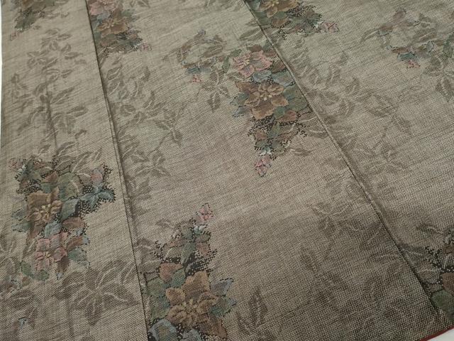 平和屋着物●本場大島紬　泥染　カタス9マルキ　草花文　正絹　逸品　AABH3679cs