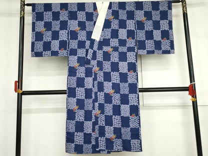 平和屋着物●長襦袢　袷　市松草花文　さが美扱い　正絹　逸品　未使用　AABH3681cs