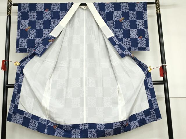 平和屋着物●長襦袢　袷　市松草花文　さが美扱い　正絹　逸品　未使用　AABH3681cs