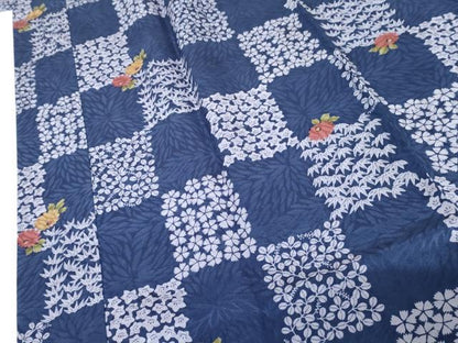 平和屋着物●長襦袢　袷　市松草花文　さが美扱い　正絹　逸品　未使用　AABH3681cs
