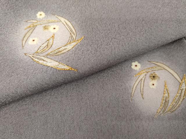 平和屋着物●訪問着　駒刺繍　ほたる暈し　草花丸文　金彩　やまと誂製　正絹　逸品　AABH3684cs