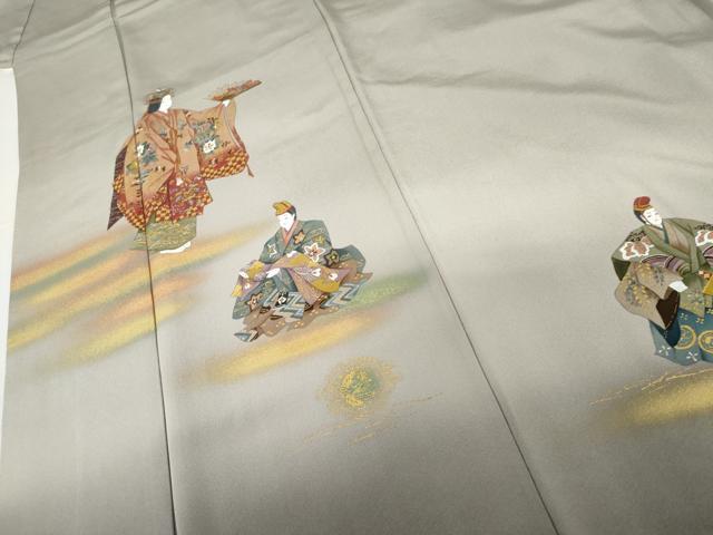 平和屋着物●豪華色留袖　作家物　手描き　人物文　暈し染め　金彩　正絹　逸品　AABH3687cs 平和屋着物○豪華色留袖 作家物 手描き 人物文 暈し染め 金彩