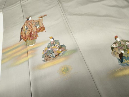 平和屋着物●豪華色留袖　作家物　手描き　人物文　暈し染め　金彩　正絹　逸品　AABH3687cs