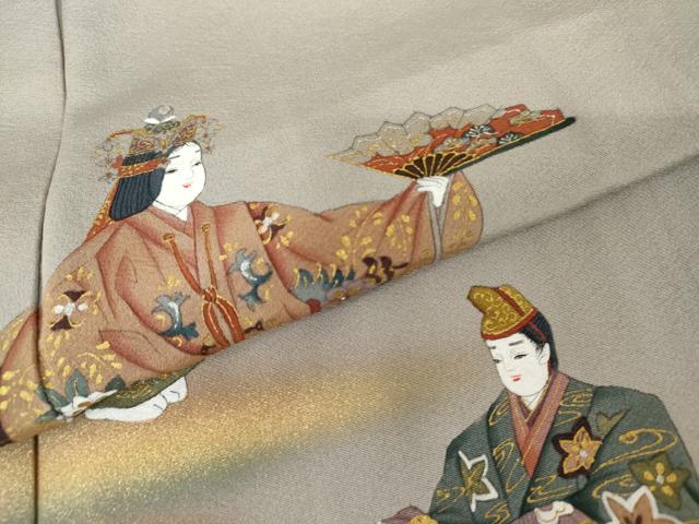 平和屋着物●豪華色留袖　作家物　手描き　人物文　暈し染め　金彩　正絹　逸品　AABH3687cs 平和屋着物○豪華色留袖 作家物 手描き 人物文 暈し染め 金彩