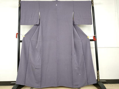 平和屋着物●上質な色無地　源氏車地紋　紫苑色　正絹　逸品　AABH3689cs