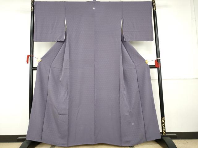 平和屋着物●上質な色無地　源氏車地紋　紫苑色　正絹　逸品　AABH3689cs