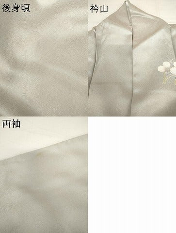 平和屋着物●訪問着　駒刺繍　草花文　金彩　正絹　逸品　AABH3694cs