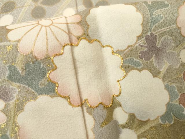 平和屋着物●訪問着　駒刺繍　草花文　金彩　正絹　逸品　AABH3694cs