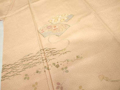 平和屋着物●訪問着　中国三大刺繍　汕頭刺繍　スワトウ刺繍　地紙吉祥花文　暈し染め　金銀彩　正絹　逸品　AABH3695cs