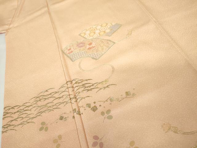 平和屋着物●訪問着　中国三大刺繍　汕頭刺繍　スワトウ刺繍　地紙吉祥花文　暈し染め　金銀彩　正絹　逸品　AABH3695cs