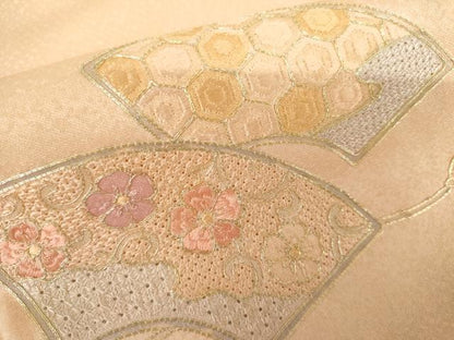 平和屋着物●訪問着　中国三大刺繍　汕頭刺繍　スワトウ刺繍　地紙吉祥花文　暈し染め　金銀彩　正絹　逸品　AABH3695cs