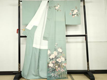 平和屋着物●訪問着　友禅　作家物　華翔　枝花文　暈し染め　金彩　正絹　逸品　AABH3697cs