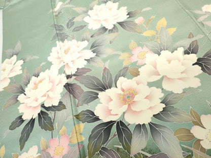 平和屋着物●訪問着　友禅　作家物　華翔　枝花文　暈し染め　金彩　正絹　逸品　AABH3697cs