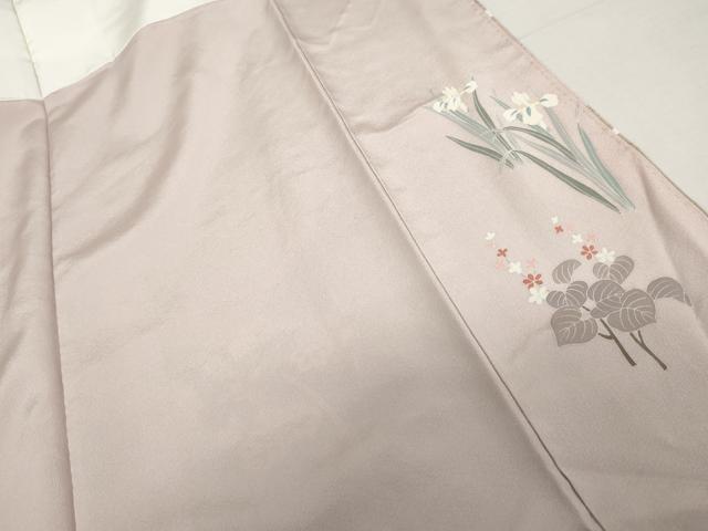 平和屋着物●訪問着　友禅　作家物　春峰　駒刺繍　地紙枝花文　金彩　正絹　逸品　未使用　AABH3698cs