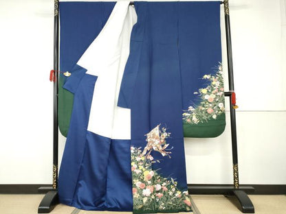 平和屋着物●豪華振袖　几帳枝花文　暈し染め　金彩　正絹　逸品　AABH3701cs
