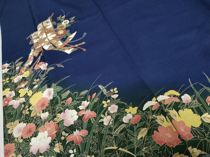 平和屋着物●豪華振袖　几帳枝花文　暈し染め　金彩　正絹　逸品　AABH3701cs