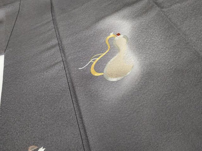 平和屋着物●訪問着　駒刺繍　瓢箪　暈し染め　金銀糸　正絹　逸品　AABH3703cs