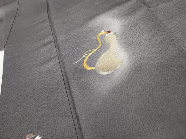 平和屋着物●訪問着　駒刺繍　瓢箪　暈し染め　金銀糸　正絹　逸品　AABH3703cs